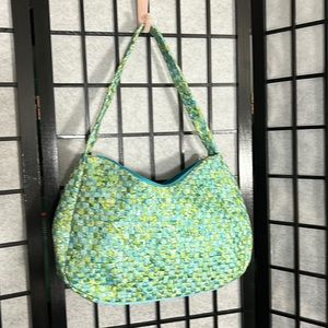 Vintage SAK Bag, Blue & Green Woven Look NWOT, Unique Purse